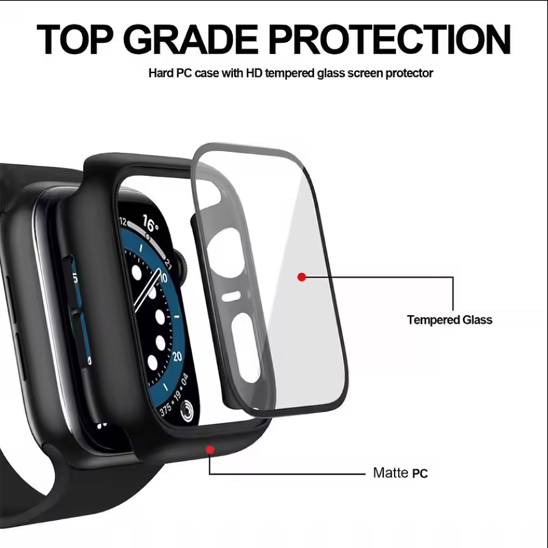 Tempered Glass+Cover For Apple - Smartwatch Case 评论和价格