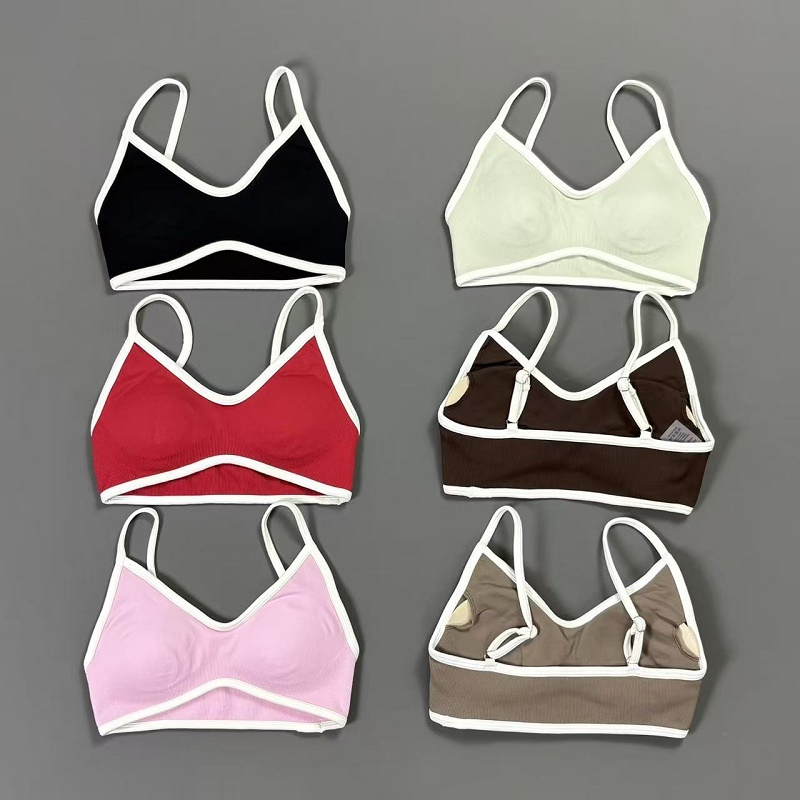Women Contrastline Yoga Bra V  - Rugged Sport Strap 评论和价格
