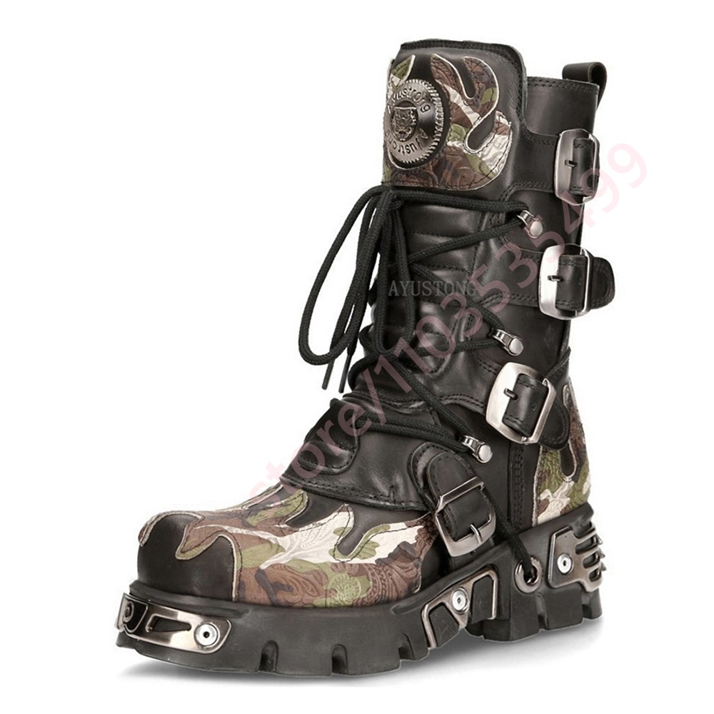 Punk Rock Camouflage Belt Buck - Leather Classic Strap 评论和价格