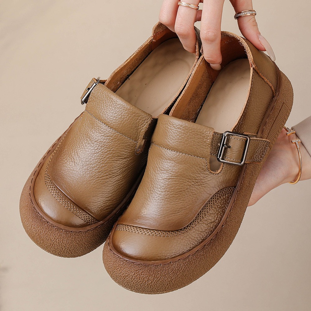 Casual Single Shoes for Women  - Leather Classic Strap 评论和价格