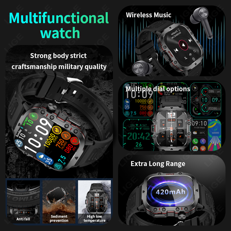 LIGE Outdoor Smart Watch Men 2 - Smartwatch Faces 评论和价格